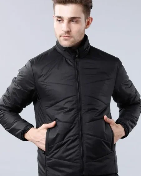 Men Solid Quilted Jacket