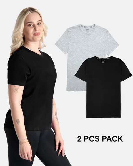 Tricou cu guler rotund din bumbac moale – Pachet 2 bucăți
