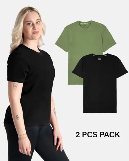 Tricou cu guler rotund din bumbac moale – Pachet 2 bucăți