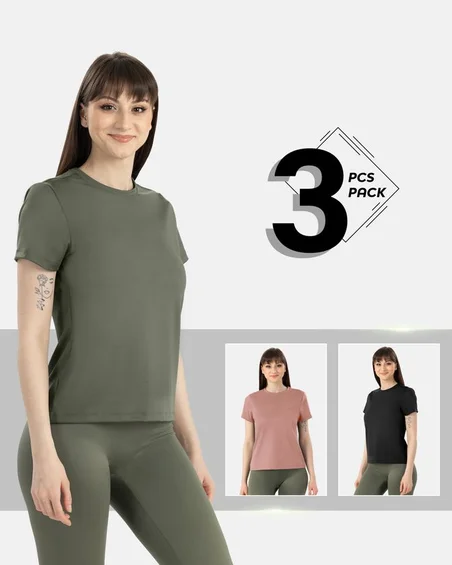 Tricou second-skin din nylon și elastan – Pachet 3 bucăți