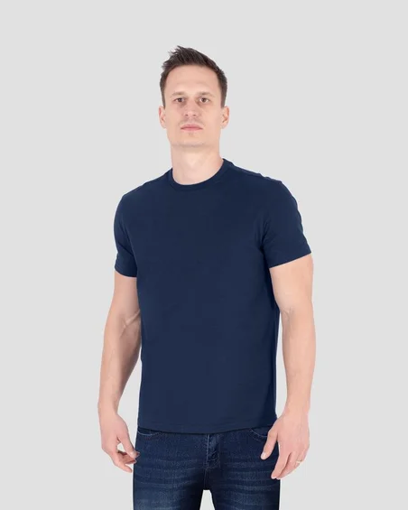 Tricou cu guler rotund din bumbac moale