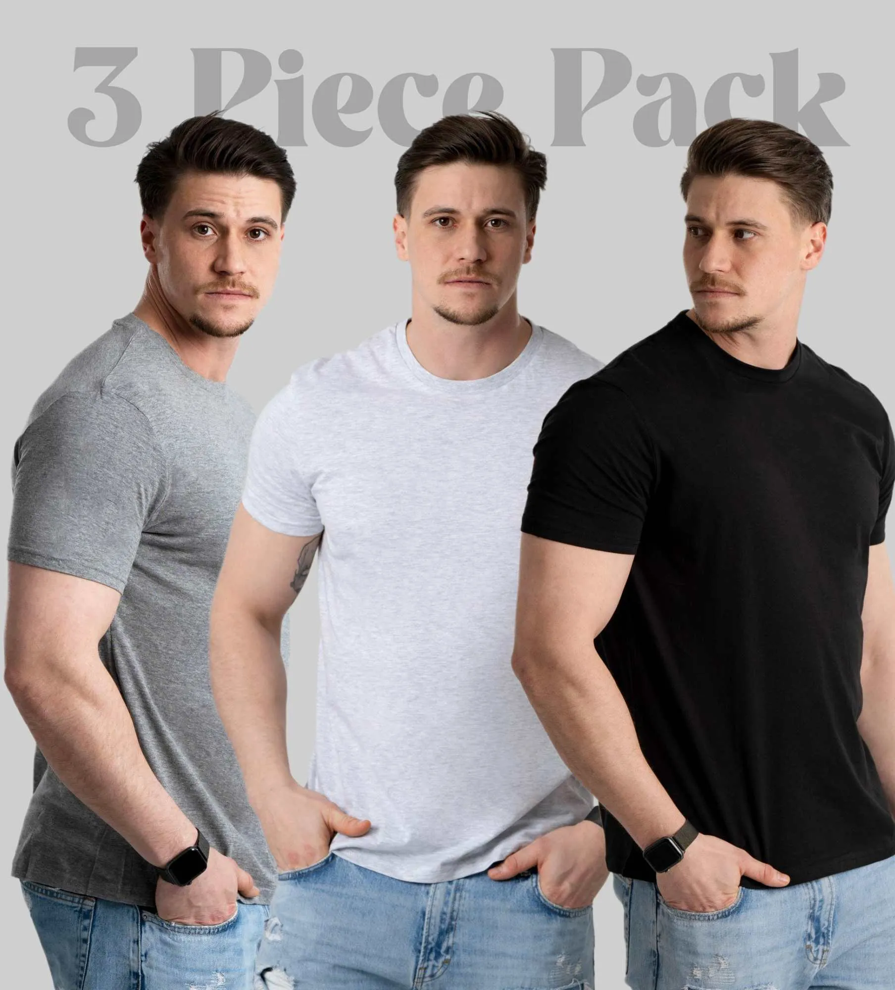 Pantoneclo Pachet de 3 Tricouri cu Mâneci Scurte pentru Bărbați - Amestec de Bumbac Super Moale