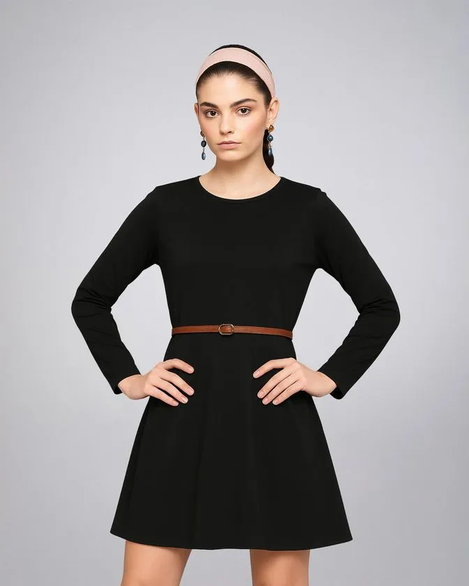 Tunică tricotată feminină cu mâneci lungă