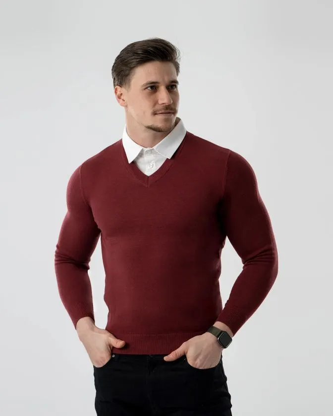 Pulover bărbați cu efect de cămașă